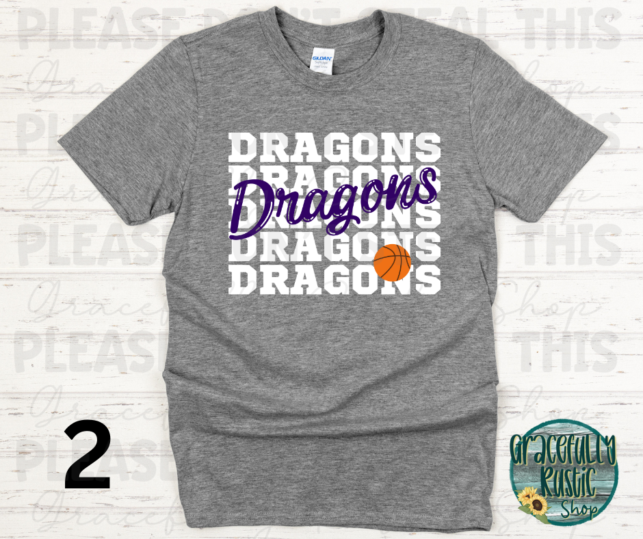 Pittsburg Dragons Stacked Basketball