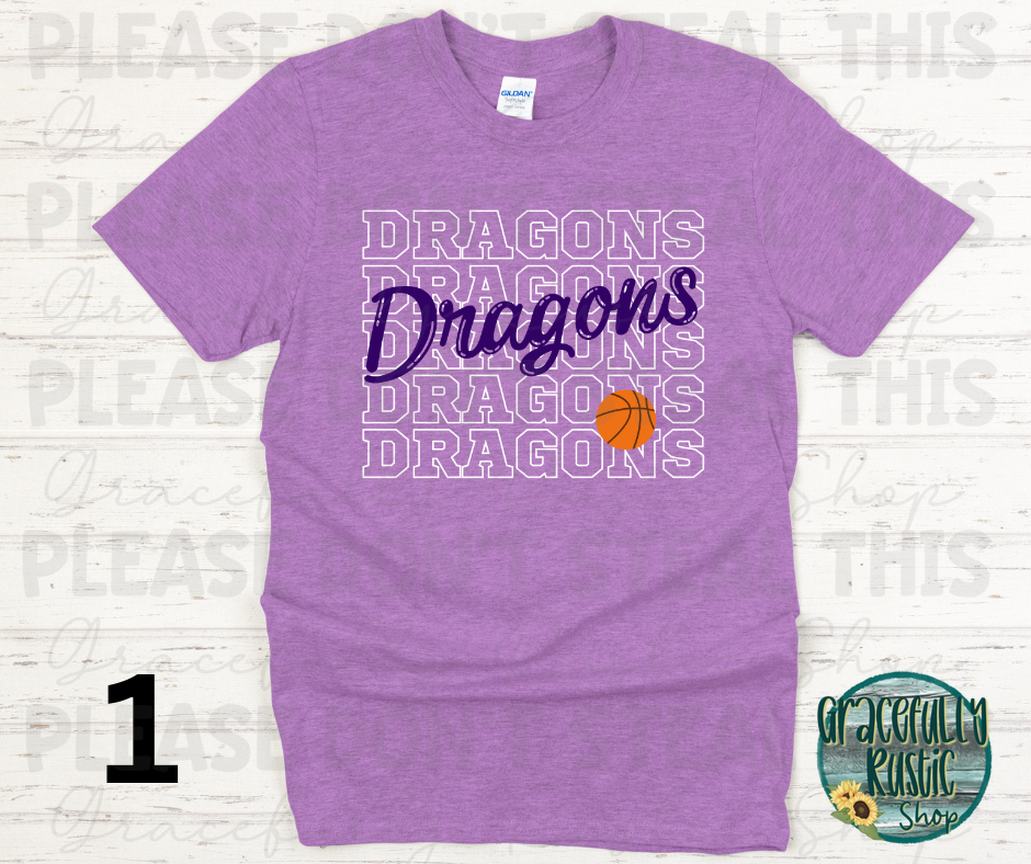 Pittsburg Dragons Stacked Basketball