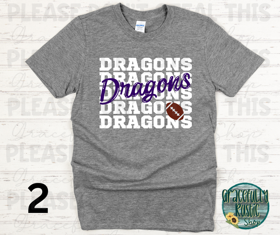 Pittsburg Dragons Stacked Football