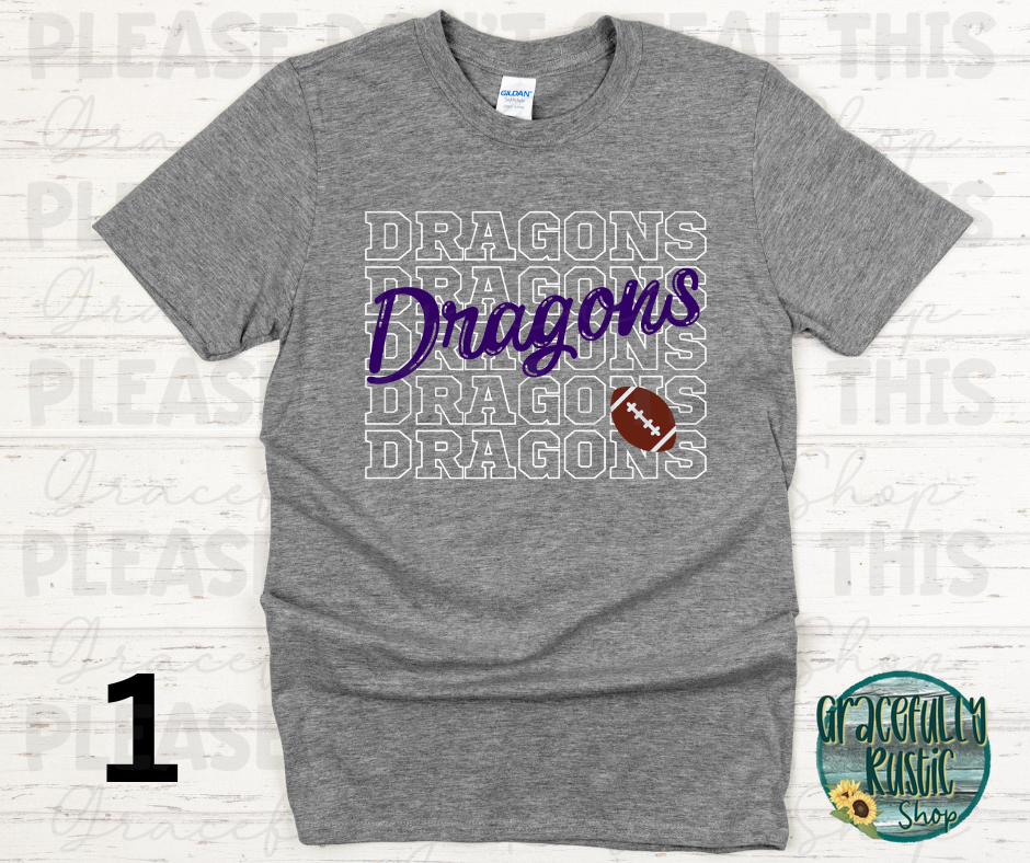 Pittsburg Dragons Stacked Football