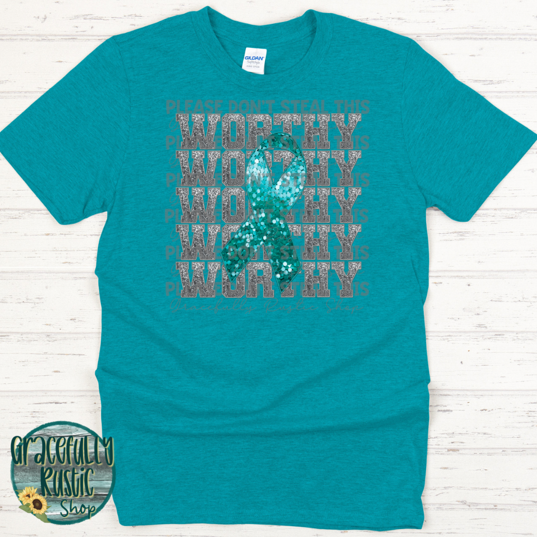Warrior Teal Ribbon | Suicide Awareness | Gracefully Rustic Shop Exclusive