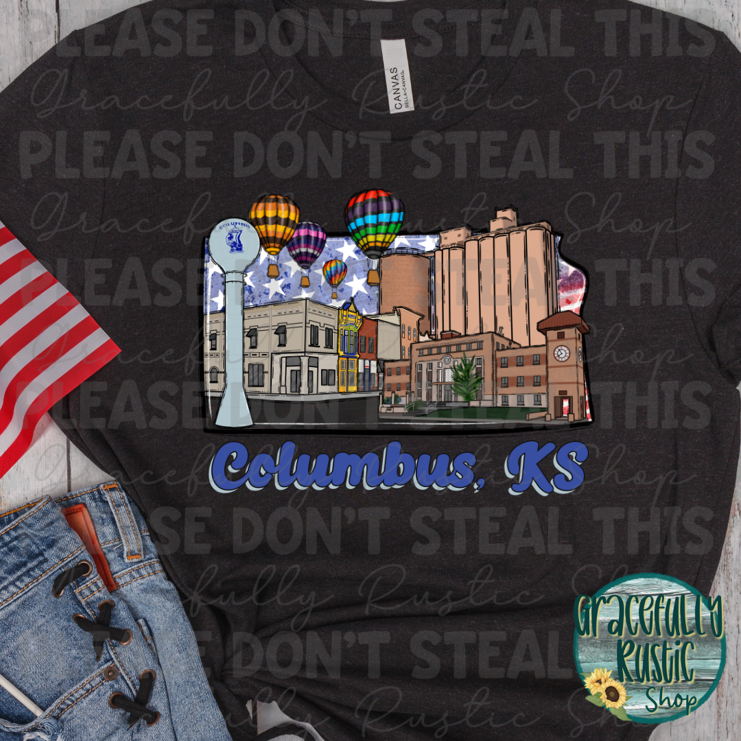 Columbus KS RWB State Background | Gracefully Rustic Shop Exclusive