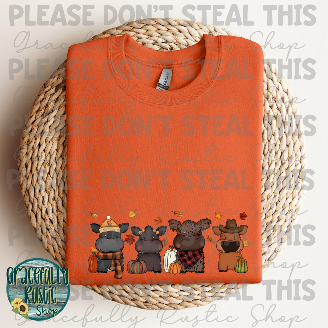 RTS Cute Fall Cartoon Cows