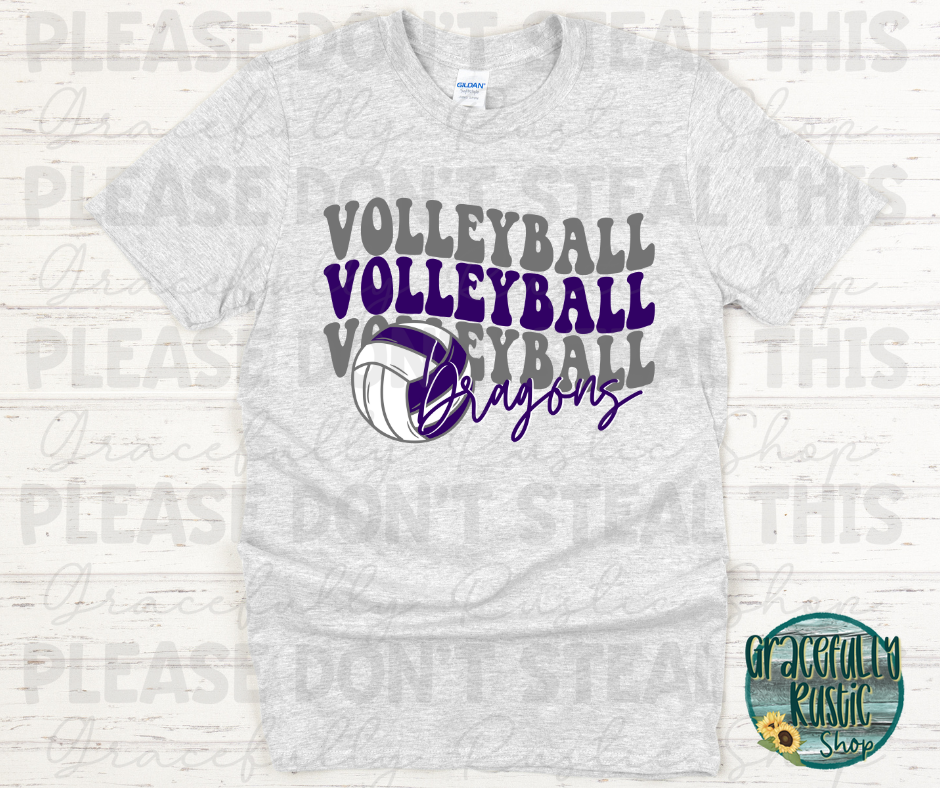 Pittsburg Dragons Stacked Volleyball