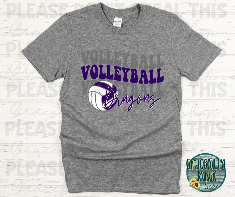 Pittsburg Dragons Stacked Volleyball
