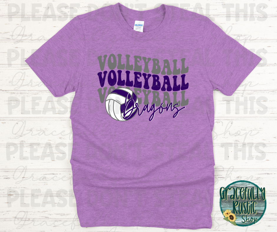 Pittsburg Dragons Stacked Volleyball