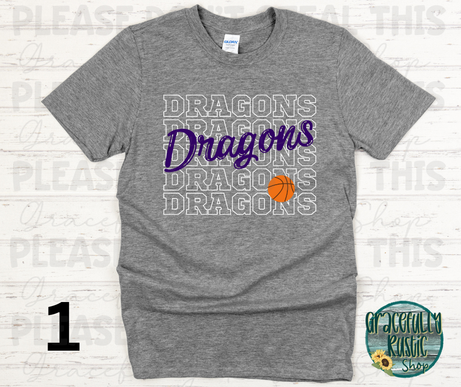 Pittsburg Dragons Stacked Basketball