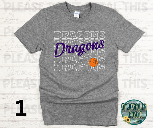 Pittsburg Dragons Stacked Basketball