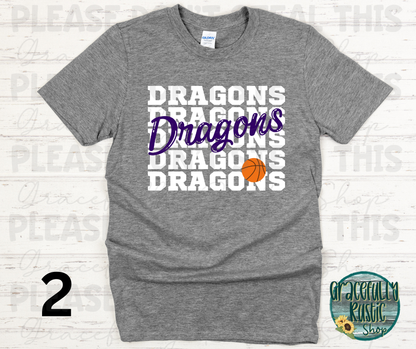 Pittsburg Dragons Stacked Basketball
