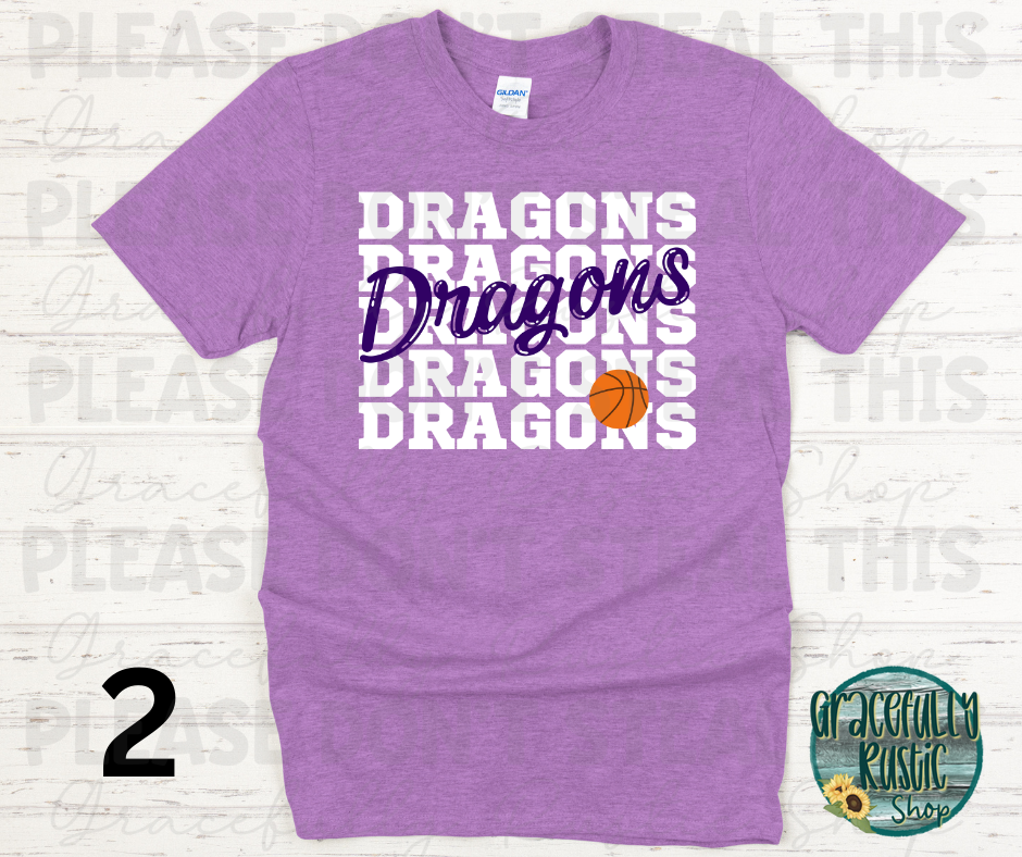 Pittsburg Dragons Stacked Basketball
