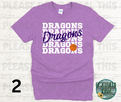 Pittsburg Dragons Stacked Basketball