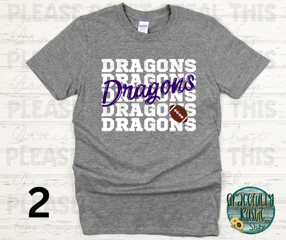Pittsburg Dragons Stacked Football