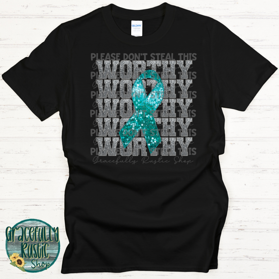 Warrior Teal Ribbon | Suicide Awareness | Gracefully Rustic Shop Exclusive