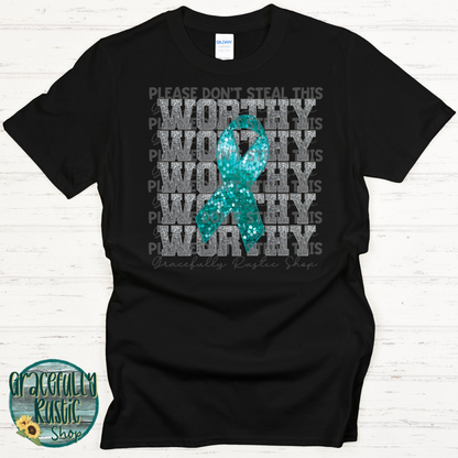 Warrior Teal Ribbon | Suicide Awareness | Gracefully Rustic Shop Exclusive