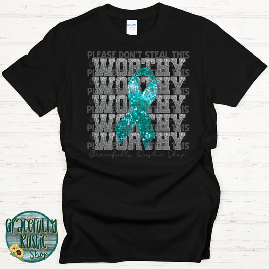 Warrior Teal Ribbon | Suicide Awareness | Gracefully Rustic Shop Exclusive