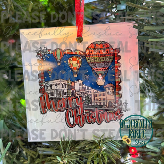 RTS Columbus KS Merry Christmas Square Ornament