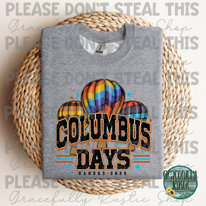 Columbus Days 2026 Varsity Colorful | Gracefully Rustic Shop Exclusive