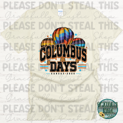 Columbus Days 2026 Varsity Colorful | Gracefully Rustic Shop Exclusive
