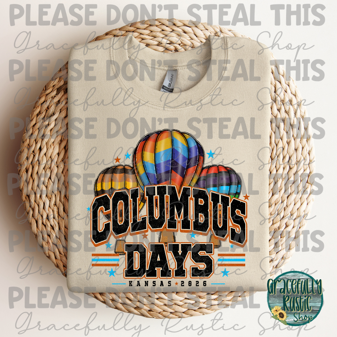 Columbus Days 2026 Varsity Colorful | Gracefully Rustic Shop Exclusive