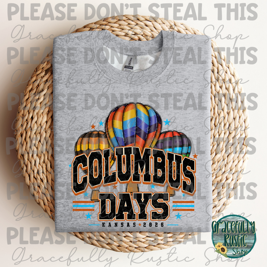 Columbus Days 2026 Varsity Colorful | Gracefully Rustic Shop Exclusive