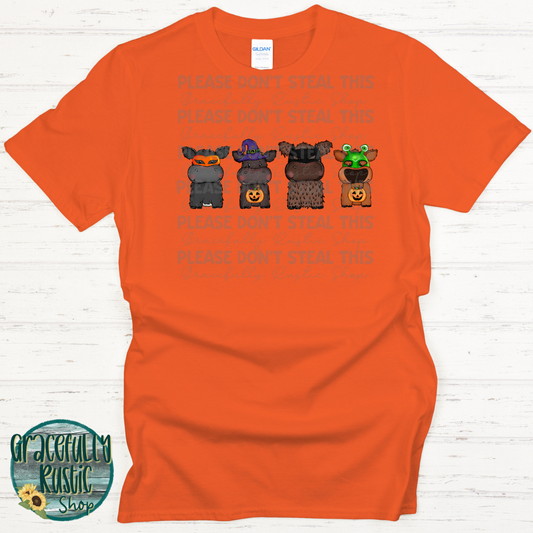 Youth Cartoon Halloween Cows - Orange