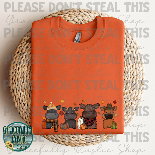 RTS Cute Fall Cartoon Cows