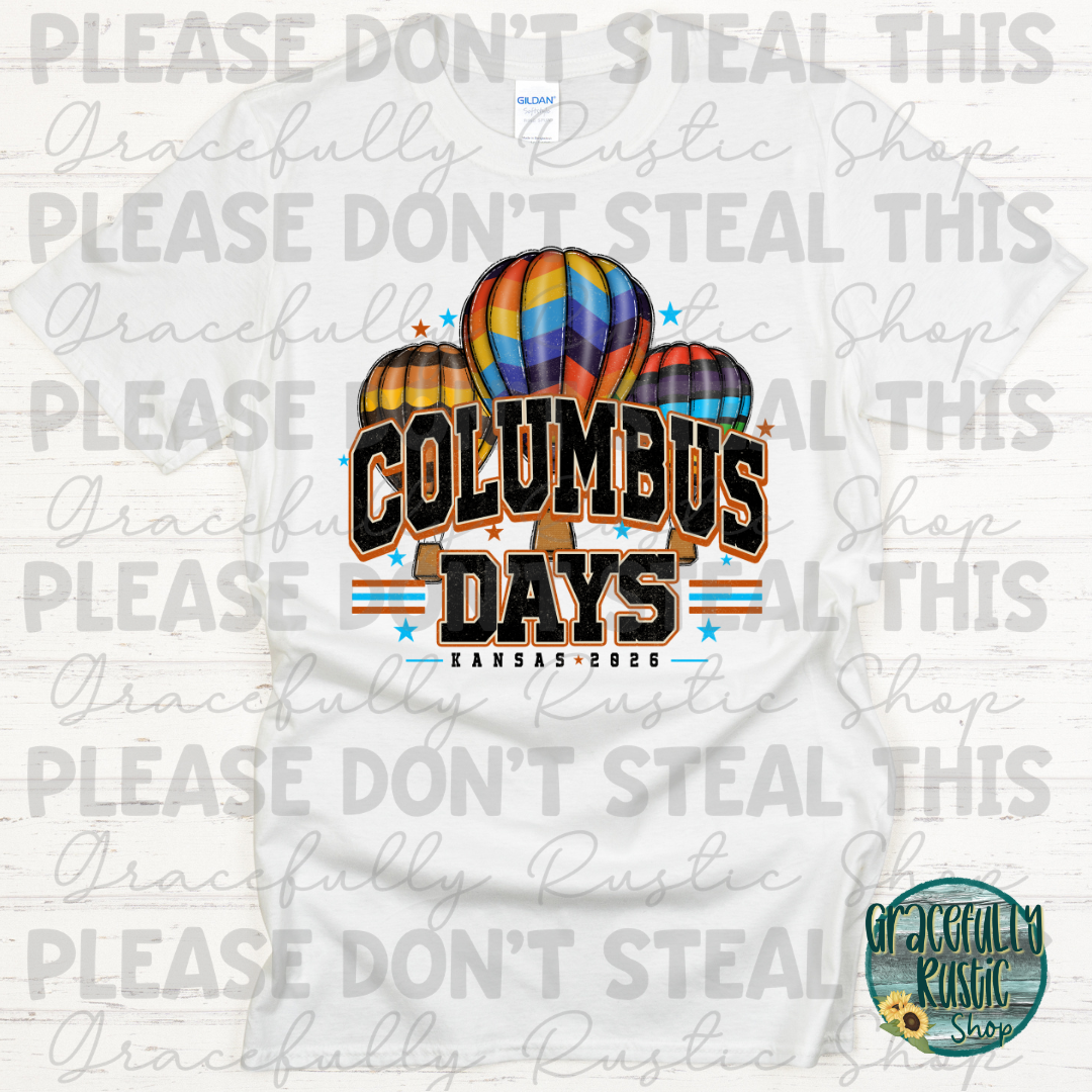 Columbus Days 2026 Varsity Colorful | Gracefully Rustic Shop Exclusive