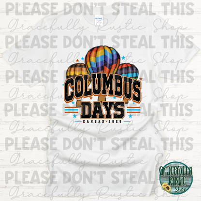Columbus Days 2026 Varsity Colorful | Gracefully Rustic Shop Exclusive