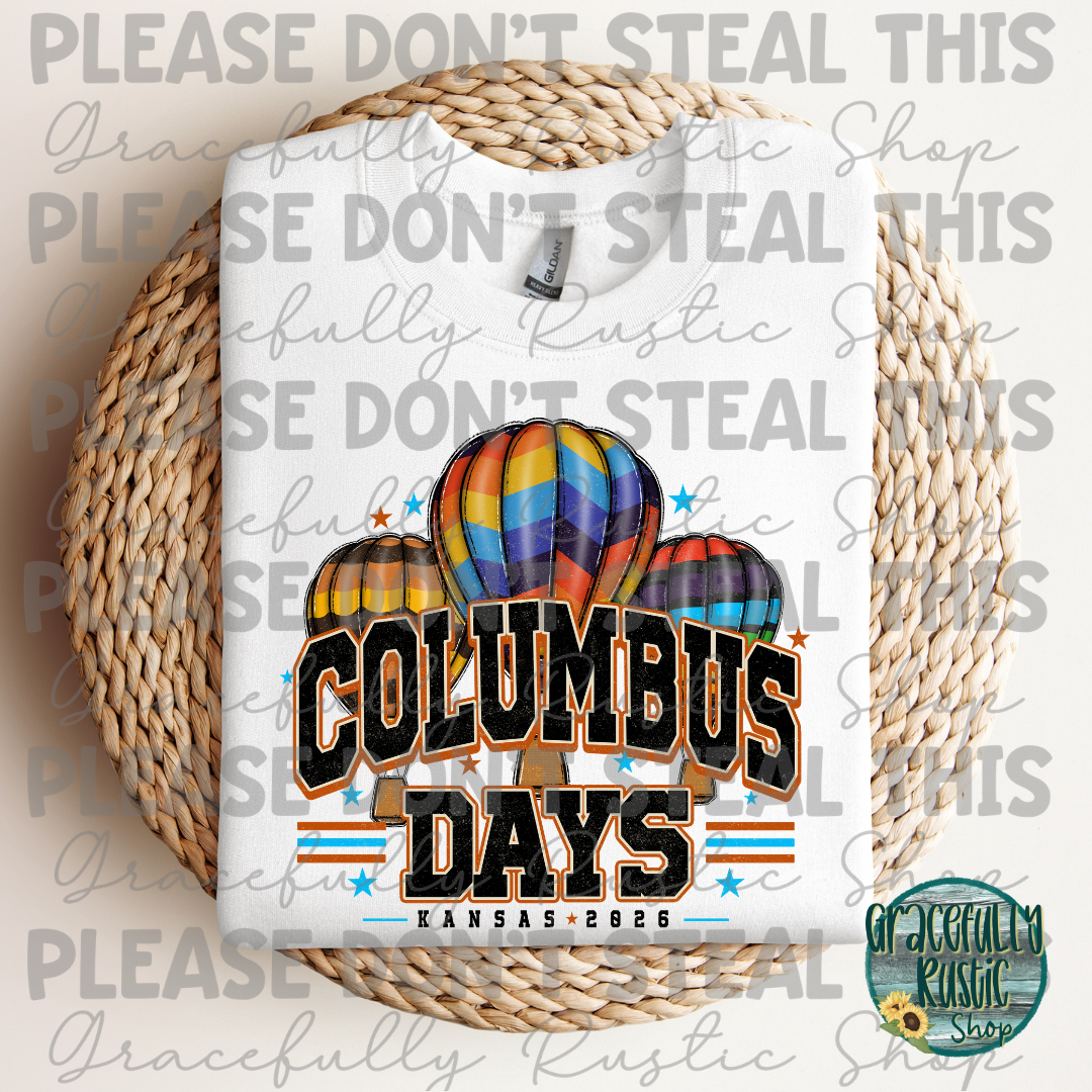 Columbus Days 2026 Varsity Colorful | Gracefully Rustic Shop Exclusive