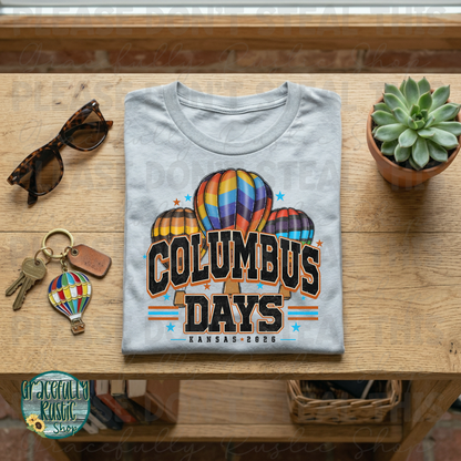 Columbus Days 2026 Varsity Colorful | Gracefully Rustic Shop Exclusive