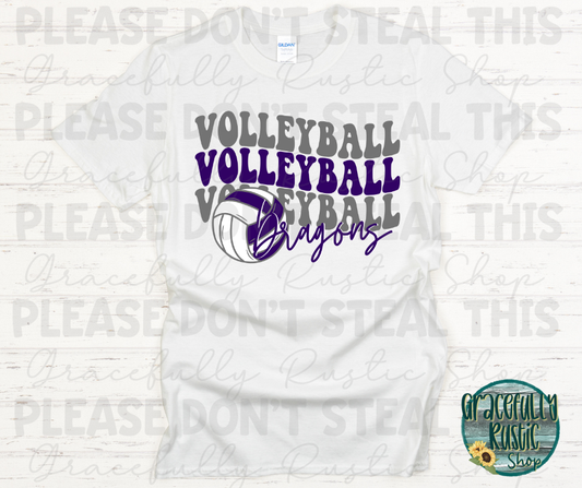 Pittsburg Dragons Stacked Volleyball