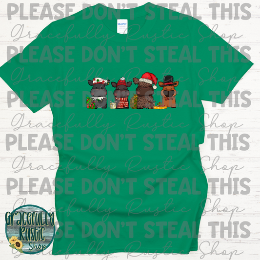 RTS Toddler Cartoon Christmas Cows - Green