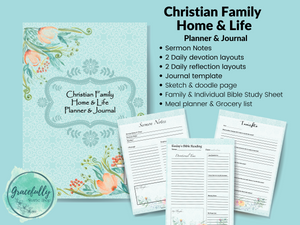 Christian Family Home & Life - Planner & Journal - Light Blue Floral