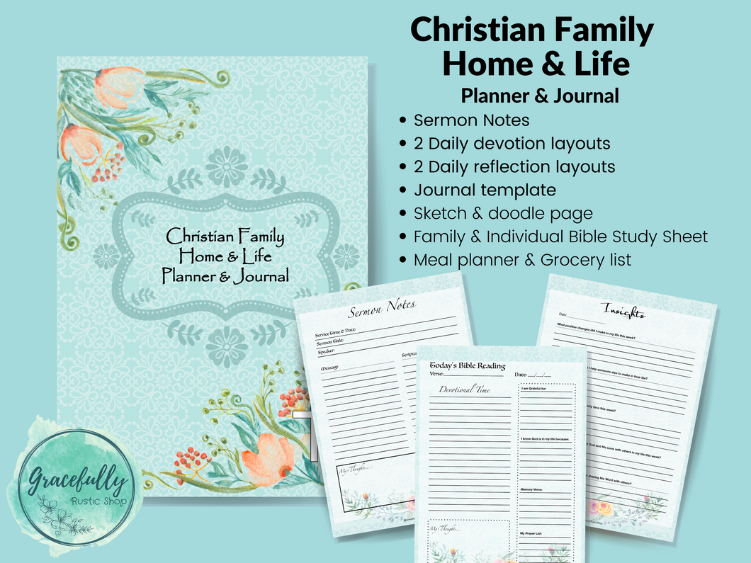 Christian Family Home & Life - Planner & Journal - Light Blue Floral