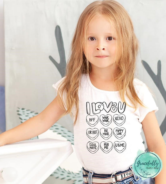 I Love U Sweetheart Coloring Tee - Youth
