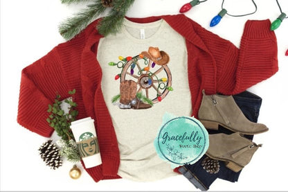Country Christmas Wagon Wheel