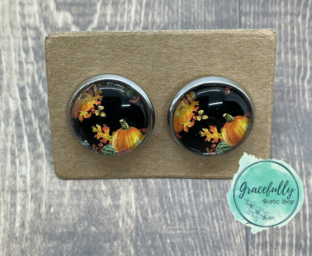 Fall Pumpkin Stud Earrings