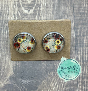 Fall Flowers Stud Earrings