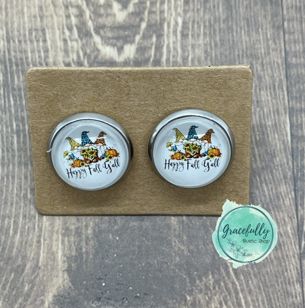 Happy Fall Gnomes Stud Earrings