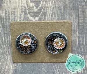 Pumpkin Spice Latte Stud Earrings