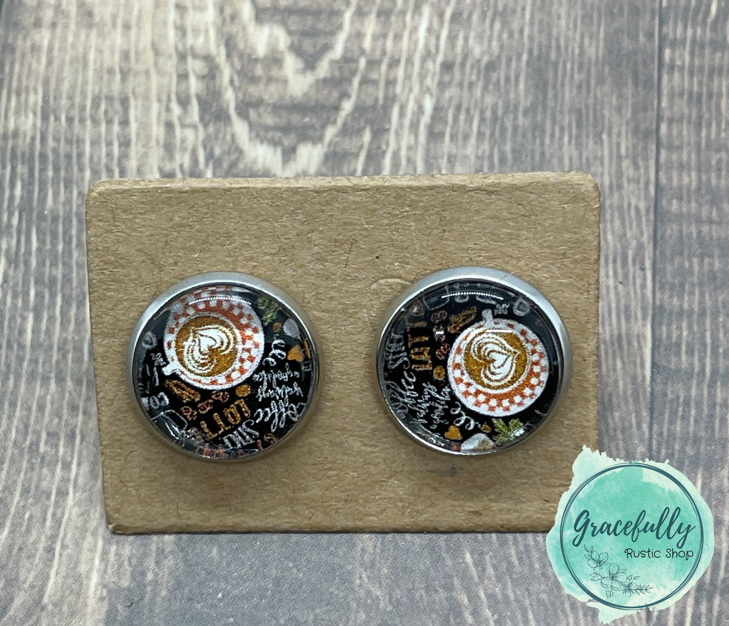 Pumpkin Spice Latte Stud Earrings