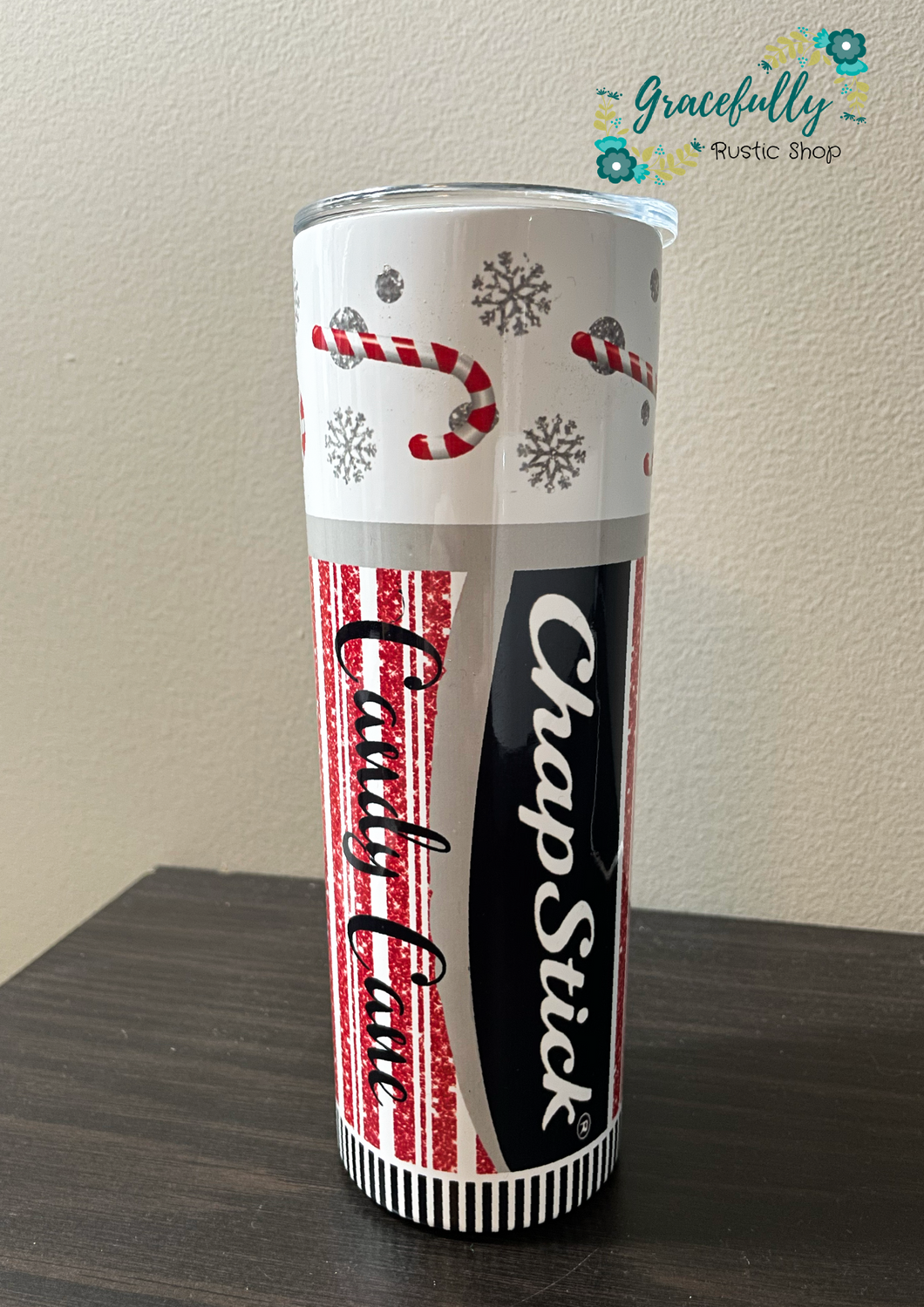 Candy Cane ChapStick Tumbler