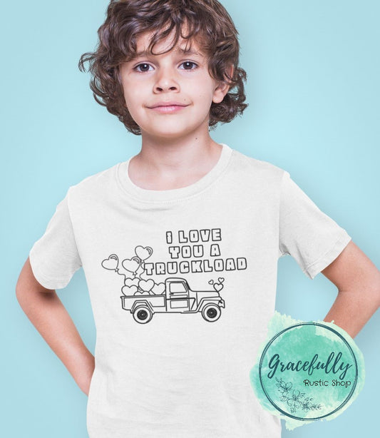 Love you a truck load Coloring Tee - Youth