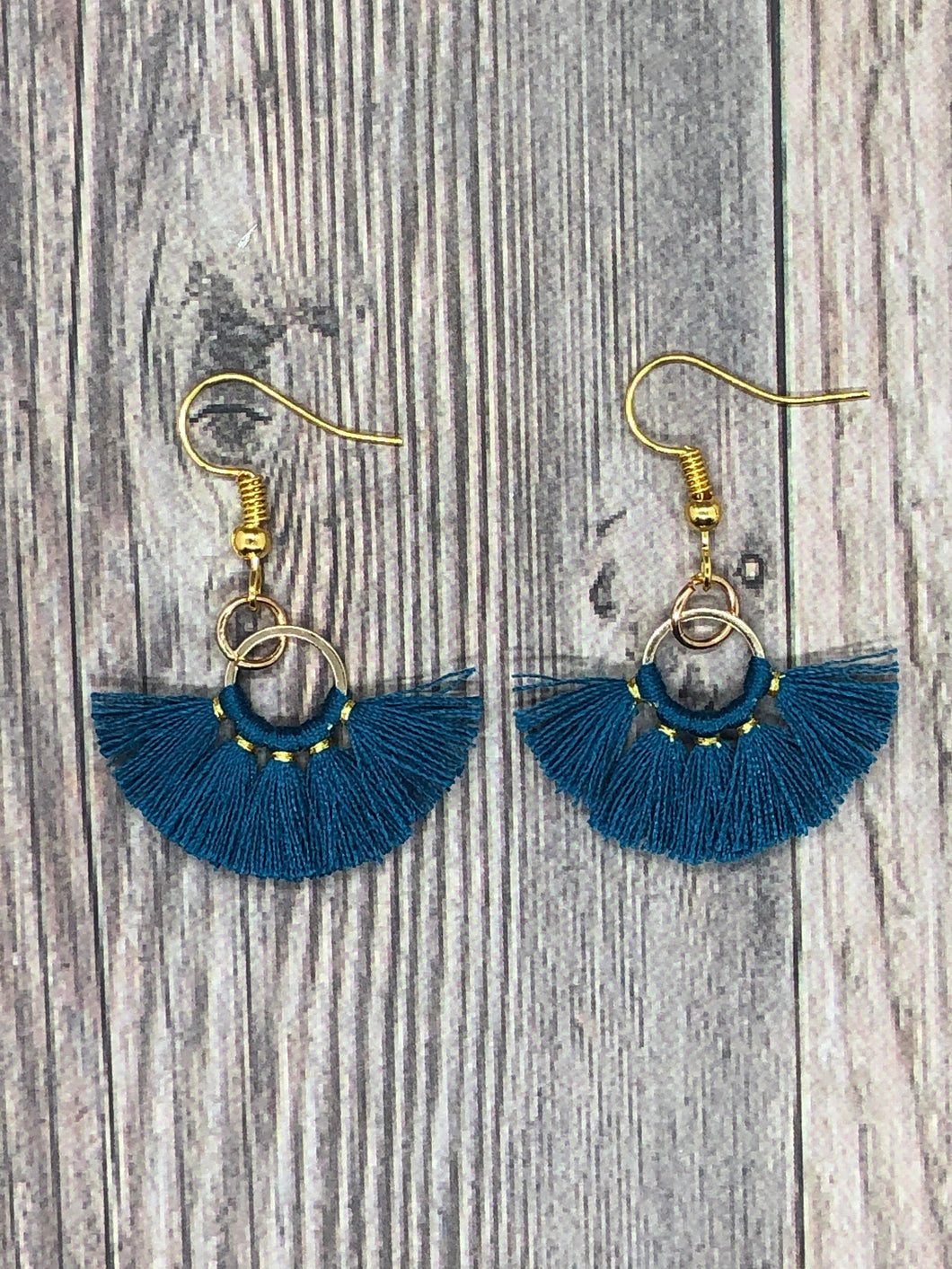 Small Blue Tassel Earrings