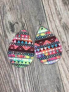 Rainbow Tribal Teardrop Earrings