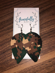 Camo Reverse Teardrop Earrings