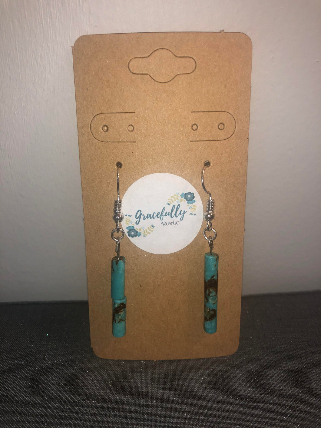 Imperial Jasper Blue Bead Earrings