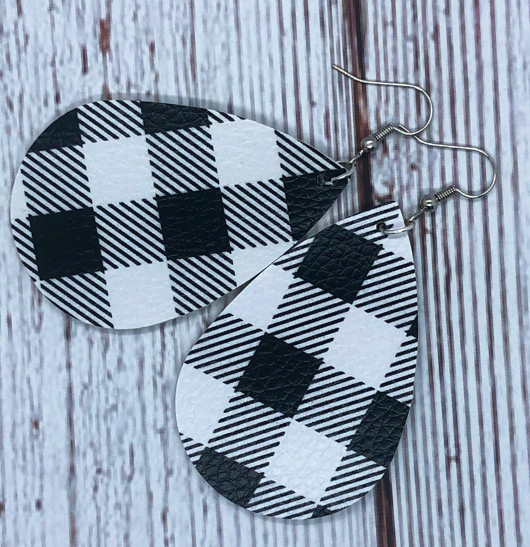 Plaid Leather Earrings