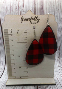 Plaid Leather Earrings