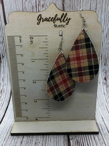 Plaid Leather Earrings